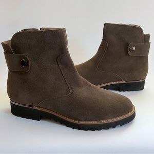 New FRANCO SARTO CHEVELLE ANKLE BOOT Brown Suede Leather Sz 9 $59 NWOT Lug sole